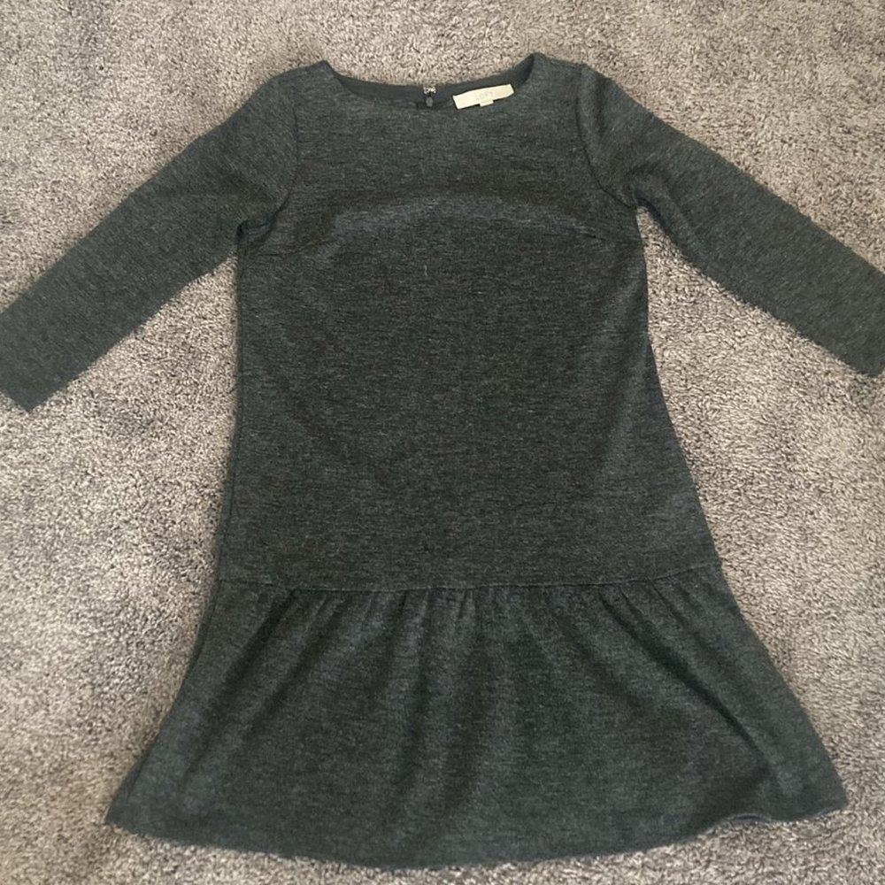 Loft Heathered Grey Drop-waist Dress Size XS